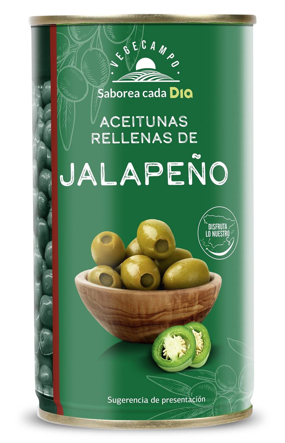 Aceitunas Rellenas De Jalapeño Vegecampo De Dia Lata 150 G