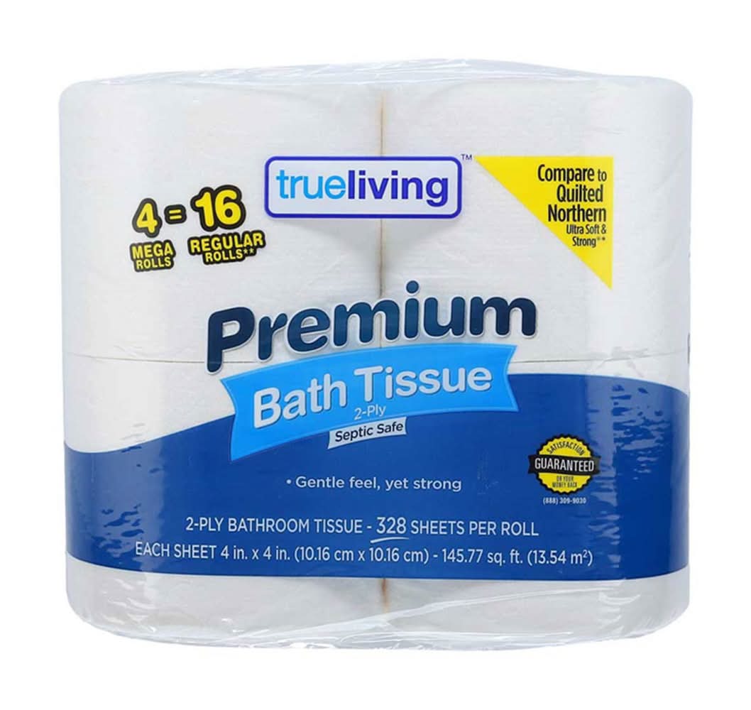 True Living Premium Toilet Paper 4 Ct
