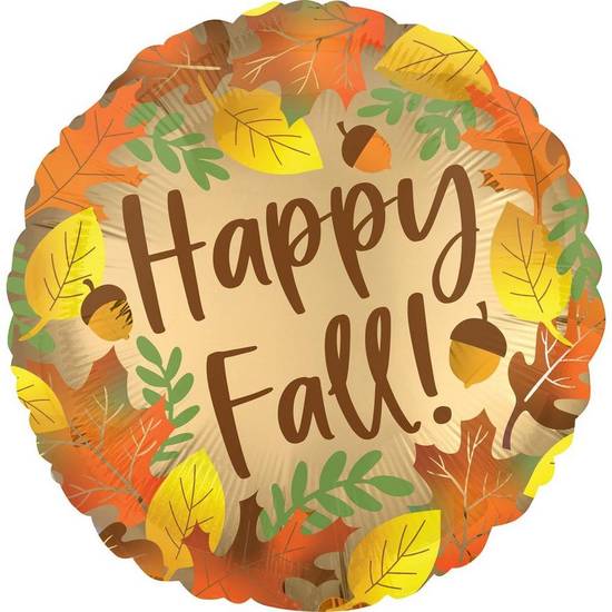 Uninflated Fall Foliage Round Foil Balloon, 18in