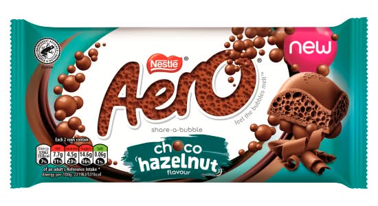 Nestlé Hazelnut, Aero Chocolate Sharing Bar (90g)