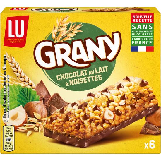 Lu - Grany barres de céréales aux noisettes (chocolat au lait)