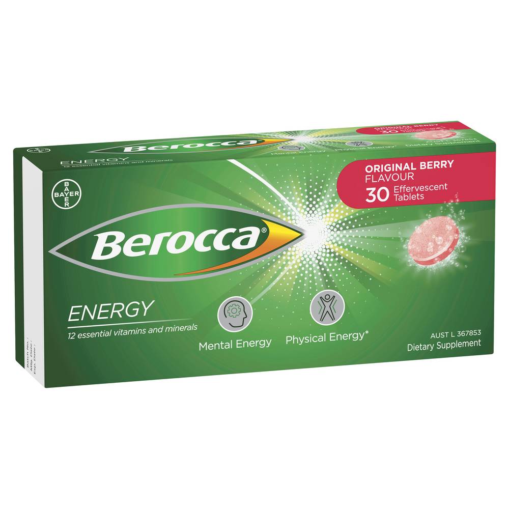 Berocca Energy Vitamin B & C Original Berry Flavour Effervescent Tablets 30 pack