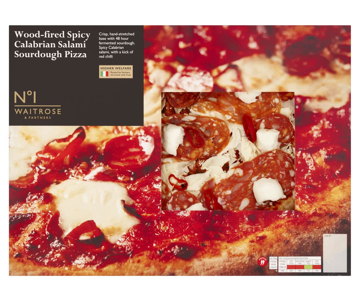 No.1 Waitrose & Partners Wood Fired Spicy Calabrian Salami Sourdough Pizza (490g)