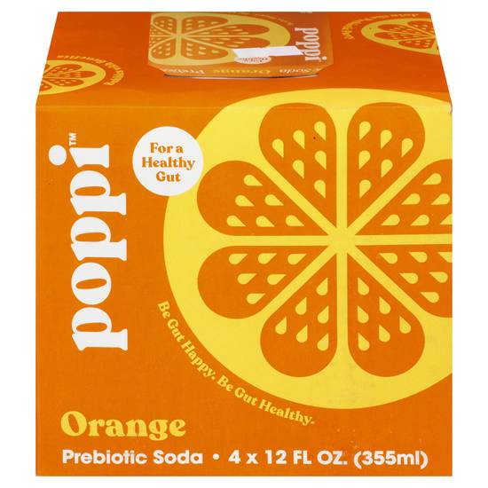 Poppi Orange Prebiotic Soda (4 pack, 12 fl oz)