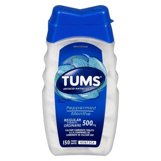 Tums antiacide force régulière à saveur de menthe (150 un) - regular peppermint 500 mg (150 units)