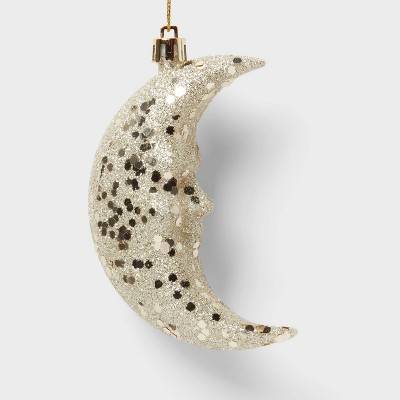 Glittered Moon Christmas Tree Ornament Gold - Wondershop™