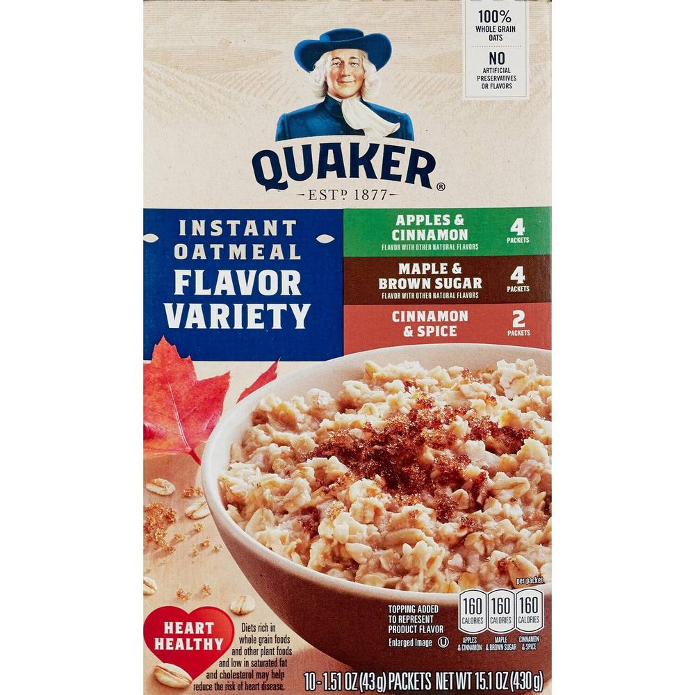 Quaker Instant Oatmeal Flavor Variety, 15.1 Oz