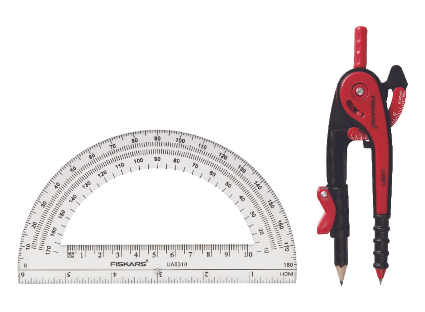 Fiskars 12 In. Pencil Compass With Protractor 3 Pc