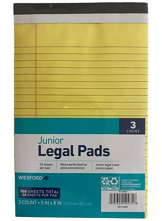 Wexford Junior Legal Pads, 5 IN x 8 IN (3 ct)