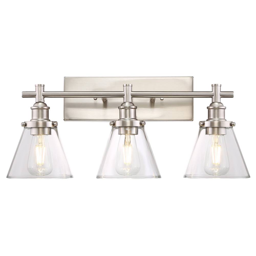 allen + roth Shiloh 24-in 3-Light Brushed Nickel Transitional Vanity Light Bar | FSL01184-1