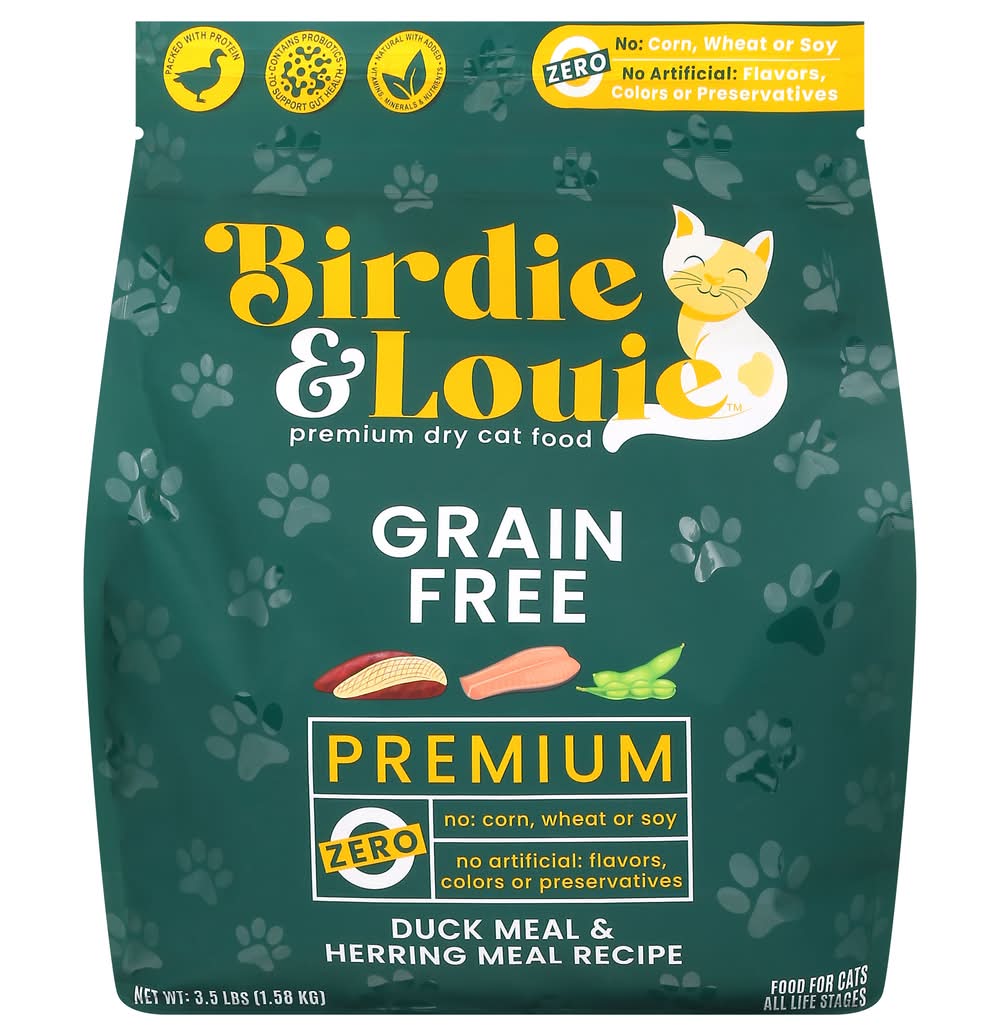 Birdie & Louie Grain Free Premium Duck Meal & Herring Meal Recipe Cat Food (3.5 lbs)