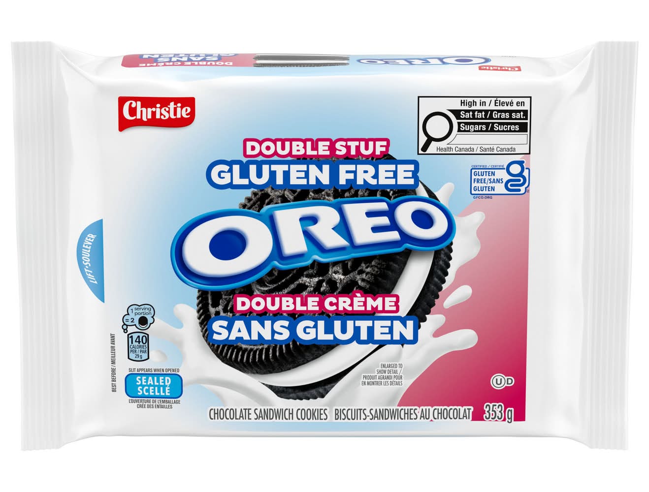 Oreo sandwich biscuit double crème sans gluten (chocolat) - oreo double stuf gluten free chocolate sandwich cookies (353 g)