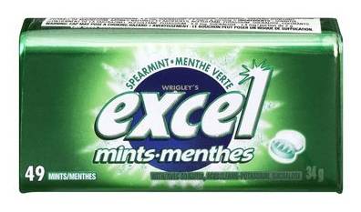 Wrigley's menthes sans sucre à saveur menthe verte, excel (34 g) - excel spearmint candy (34 g)