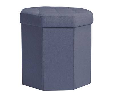 Blue Octagon Storage Ottoman