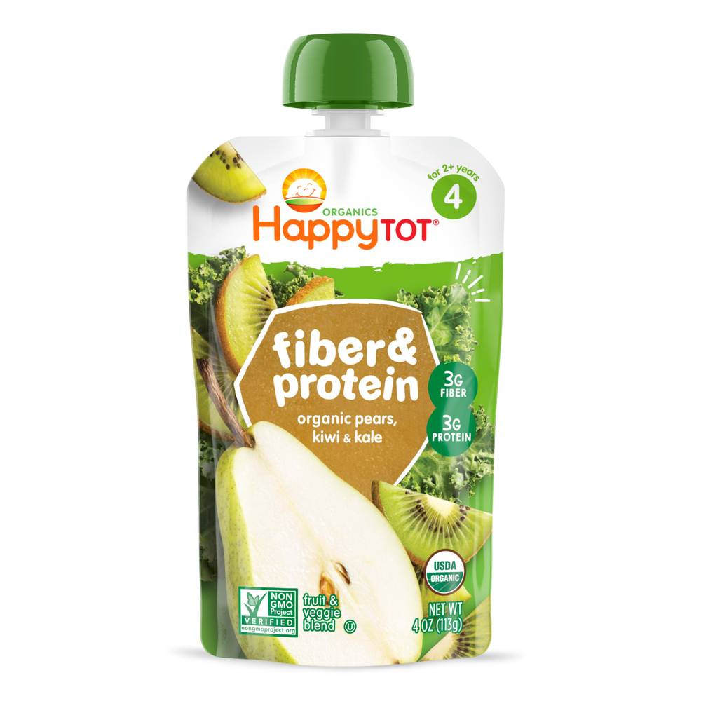 Happy Tot Fiber & Protein Organic Pears Kiwi & Kale Stage 4 (4 oz)