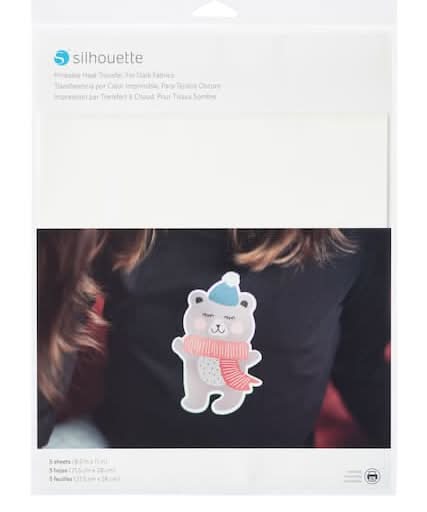 Silhouette Printable Heat Transfer Sheets For Dark Fabrics (8.5" x 11". 5/White)
