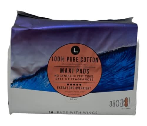 L. Organic Cotton Maxi Overnight Pads, XL (28 ct)