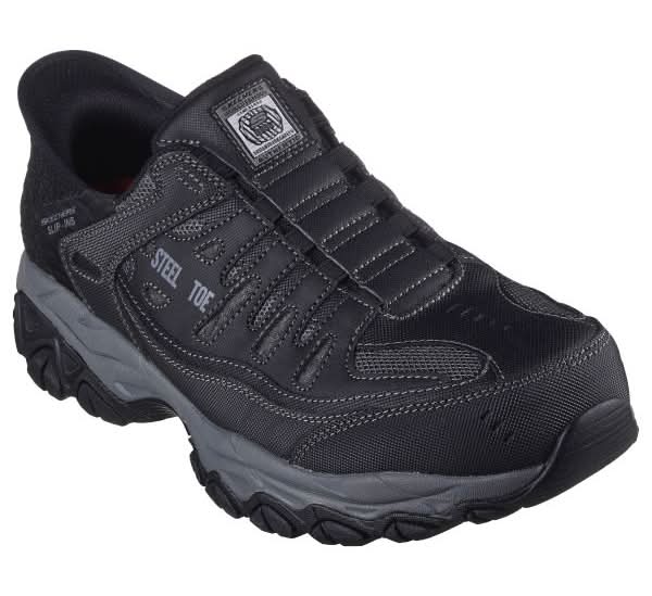 Skechers Work Men's Slip-In Cankton Slip-Resistant Work Footwear Black  Size 12