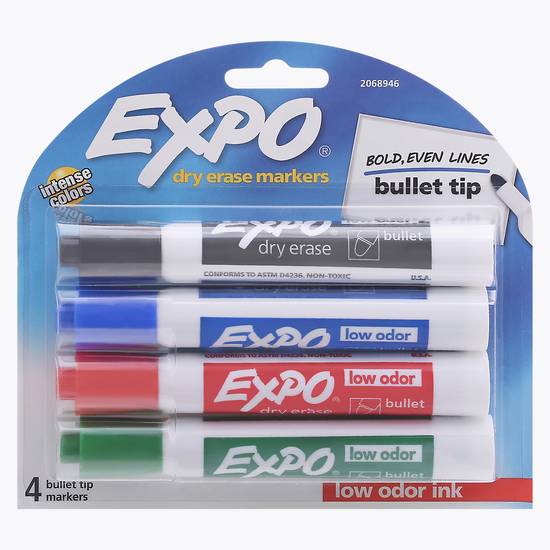 Expo Low Odor Ink Bullet Tip Dry Erase Markers (4 ct)