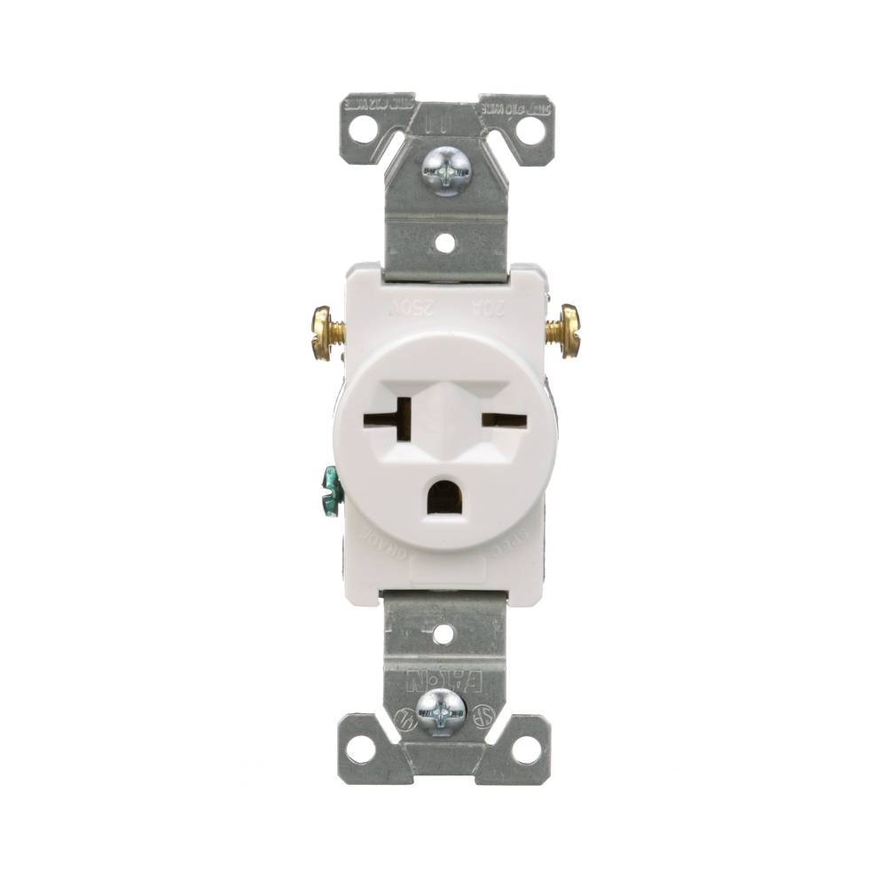 Eaton 20-Amp 250-volt Commercial Round Outlet, White | 1876W-BX-LW