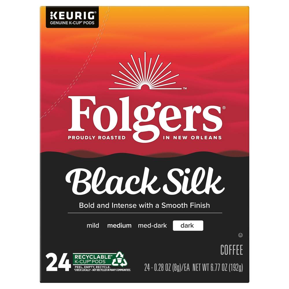 Folgers Black Silk Dark Roast K-Cup Pods Coffee (6.77 oz)