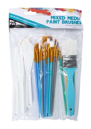Mixed Media Paint Brushes 25-Count