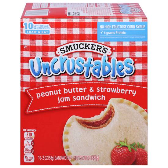 Smucker's Uncrustables Peanut Butter and Strawberry Jam Sandwich (10 ct)