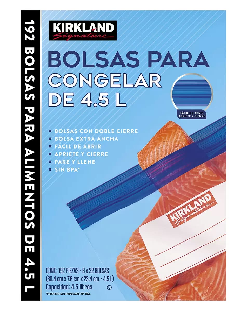 Kirkland Signature · Bolsas para congelar alimentos 4.5 l (6 x 32 un)