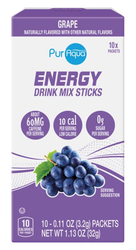 PurAqua Energy Drink Mix, Grape (10 x 0.11 oz)