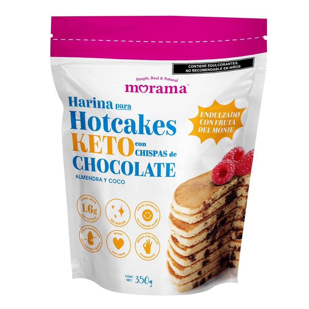 Morama · Harina para hot cakes keto con chispas de chocolate (350 g)