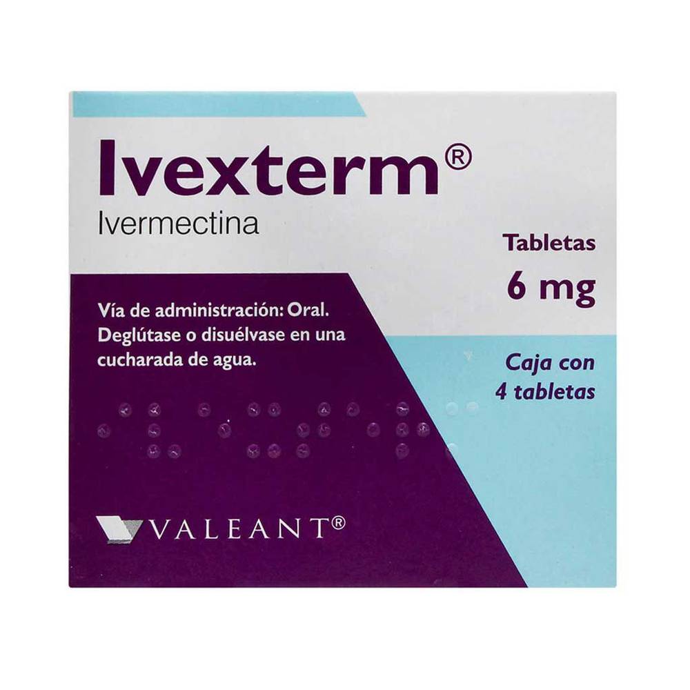 Valeant ivexterm ivermectina tabletas 6 mg (4 piezas)