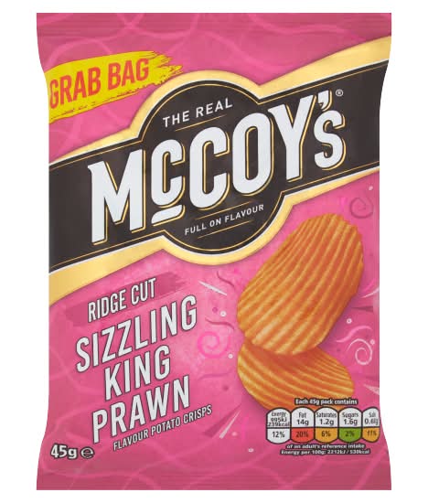 McCoy's Ridge Cut Sizzling King Prawn Flavour Potato Crisps (45g)