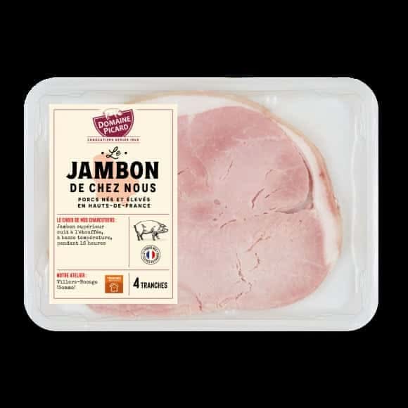 Domaine Picard Jambon De Chez Nous Avec Couenne 4 Tranches Le Paquet De 160G