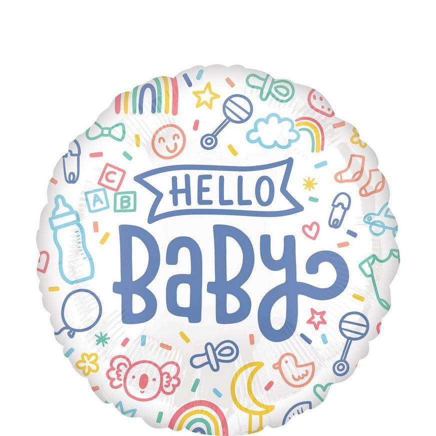 Uninflated Sweet Baby Shapes Hello Baby Shower Foil Balloon, 18in