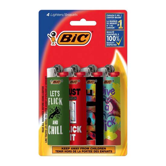 Briquet de poche let's flick and chill (4 unités) - pocket lighter flick your bic (4 units)