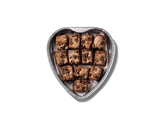 12 Chocolate Fudge Brownie Halves Heart-Shaped Tray