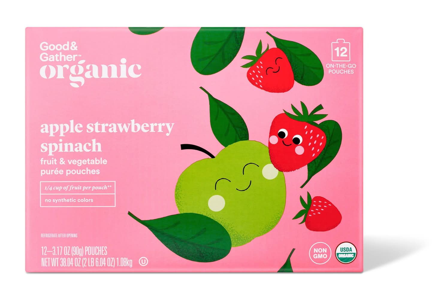 Good & Gather Organic Applesauce Pouches, Apple Strawberry Spinach (3.17 oz, 24 ct)