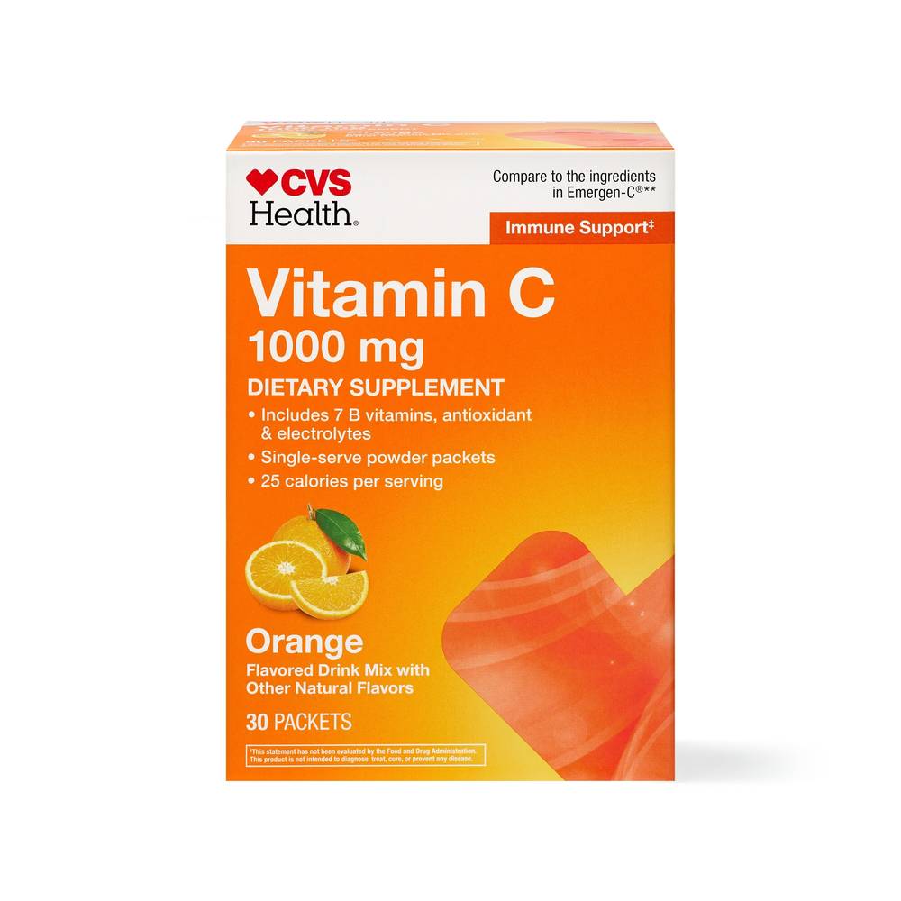 Cvs Health Immune Support Vitamin C Drink Packets, Orange, 30 Ct