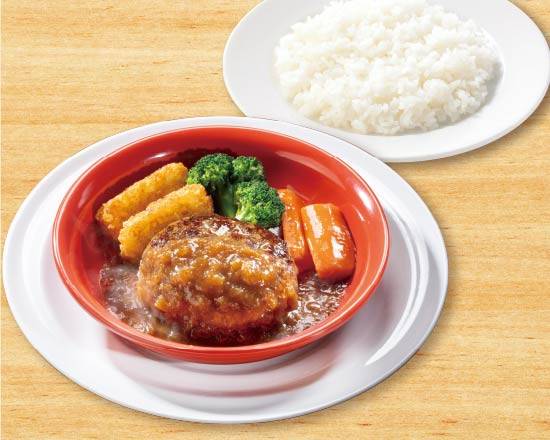 ビーフ100%粗挽き肉厚ステーキ風ハンバーグ弁当 Steak-like Meaty Coarsely Ground 100% Beef Hamburg Bento