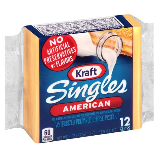Order Kraft Singles American Cheese Slices 12ct 8oz food online from Everyday Needs by Gopuff store, Ladera Ranch on bringmethat.com