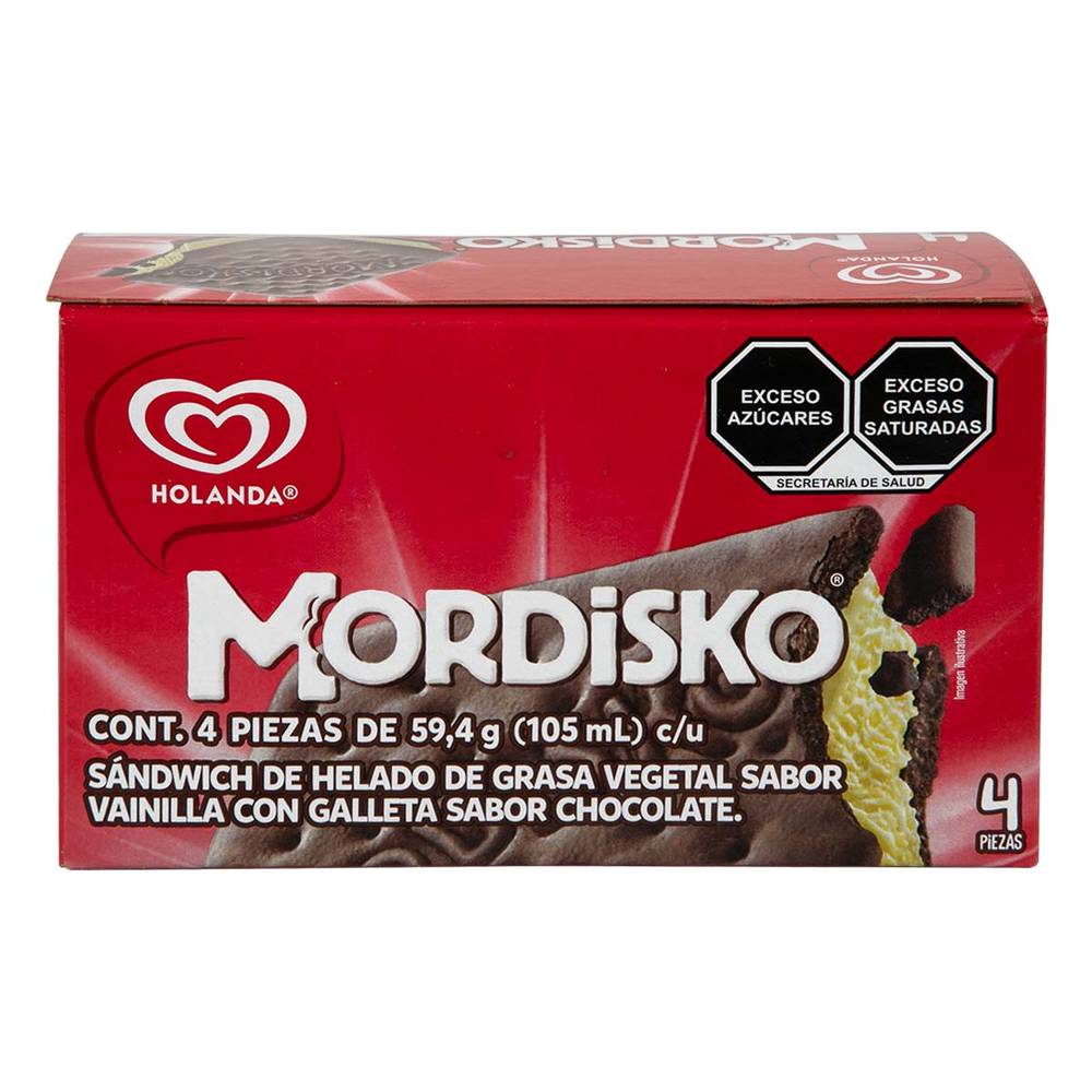 Holanda · Helado sándwich mordisko (4 un), vainilla (4 un)