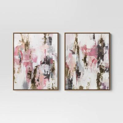 (Set of 2) 16"x20" Foil Abstract Canvas Framed Arts - Threshold™