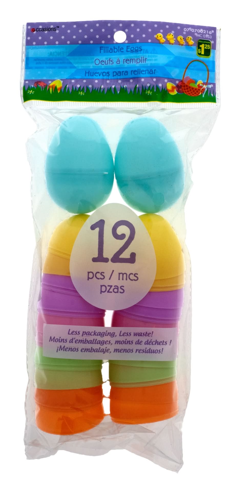Occasions Easter Plastic Eggs in a Bag, 12x2.5 in, Assorted (12 ct)