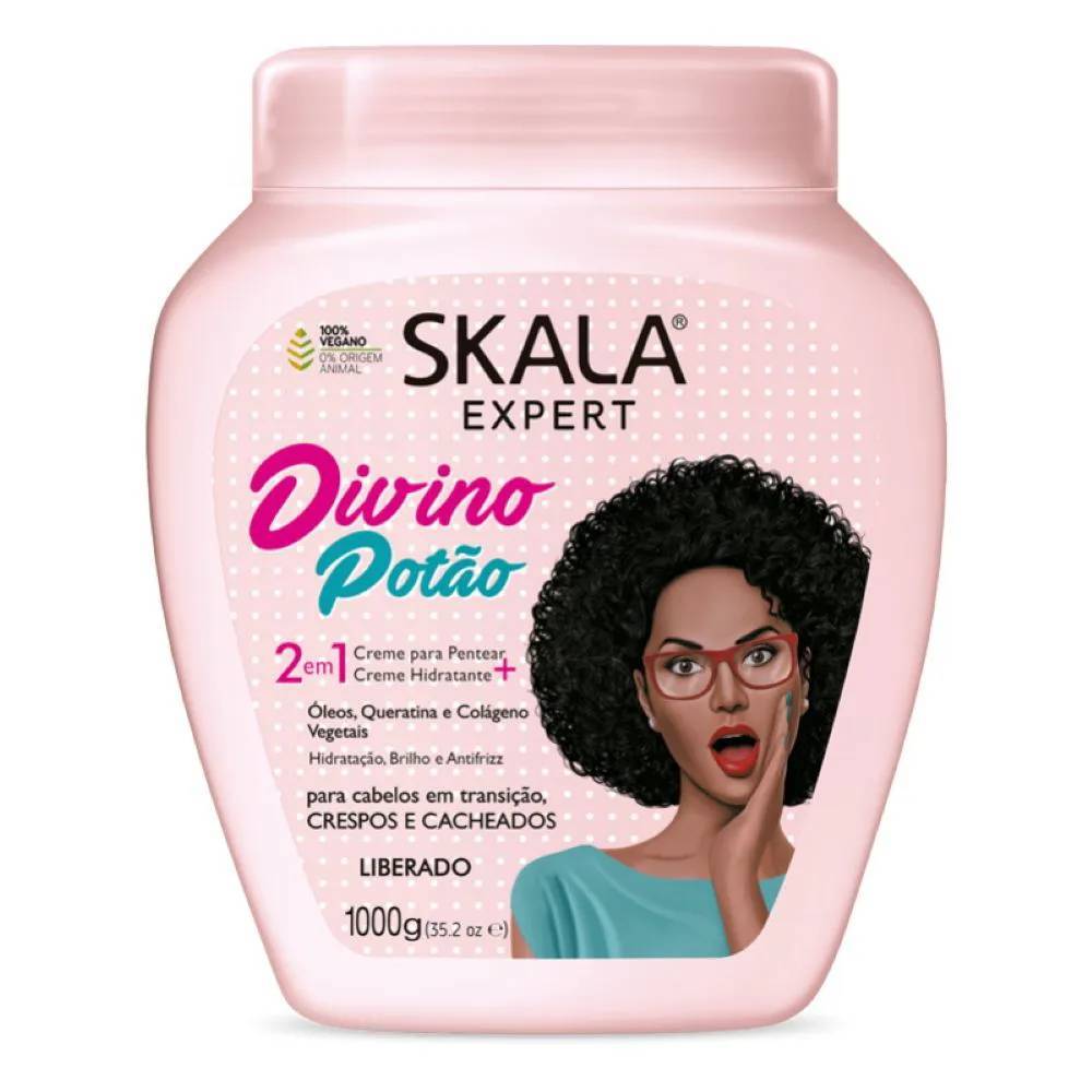 Skala creme 2 em 1 hidratante e para pentear divino potão crespos e cacheados (1kg)