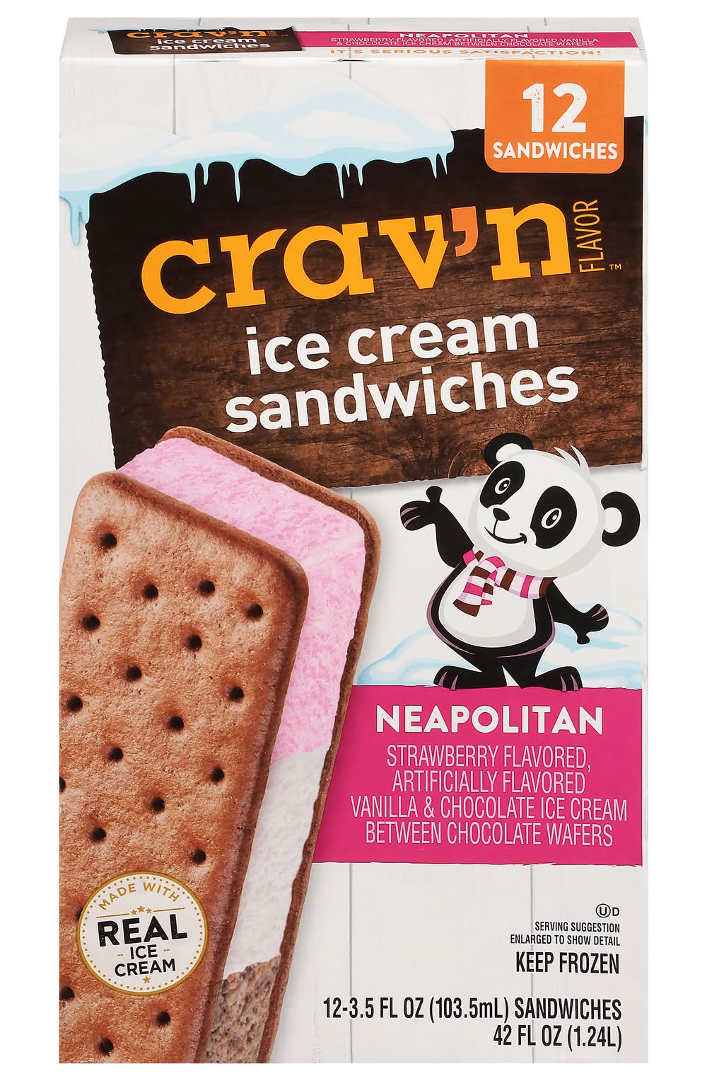 Crav'n Flavor Ice Cream Sandwiches, Neapolitan (42 fl oz, 12 ct)