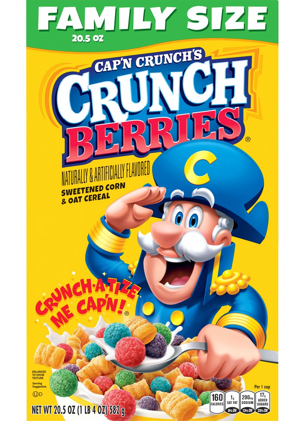 Cap'n Crunch Sweetened Corn & Oat Cereal, Berries (20.5 oz)