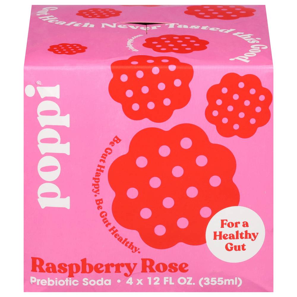 Poppi Raspberry Rose Prebiotic Soda (12 ct, 12 fl oz)