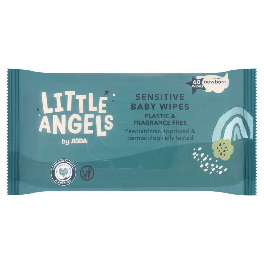 Asda Little Angels Sensitive 60 Baby Wipes