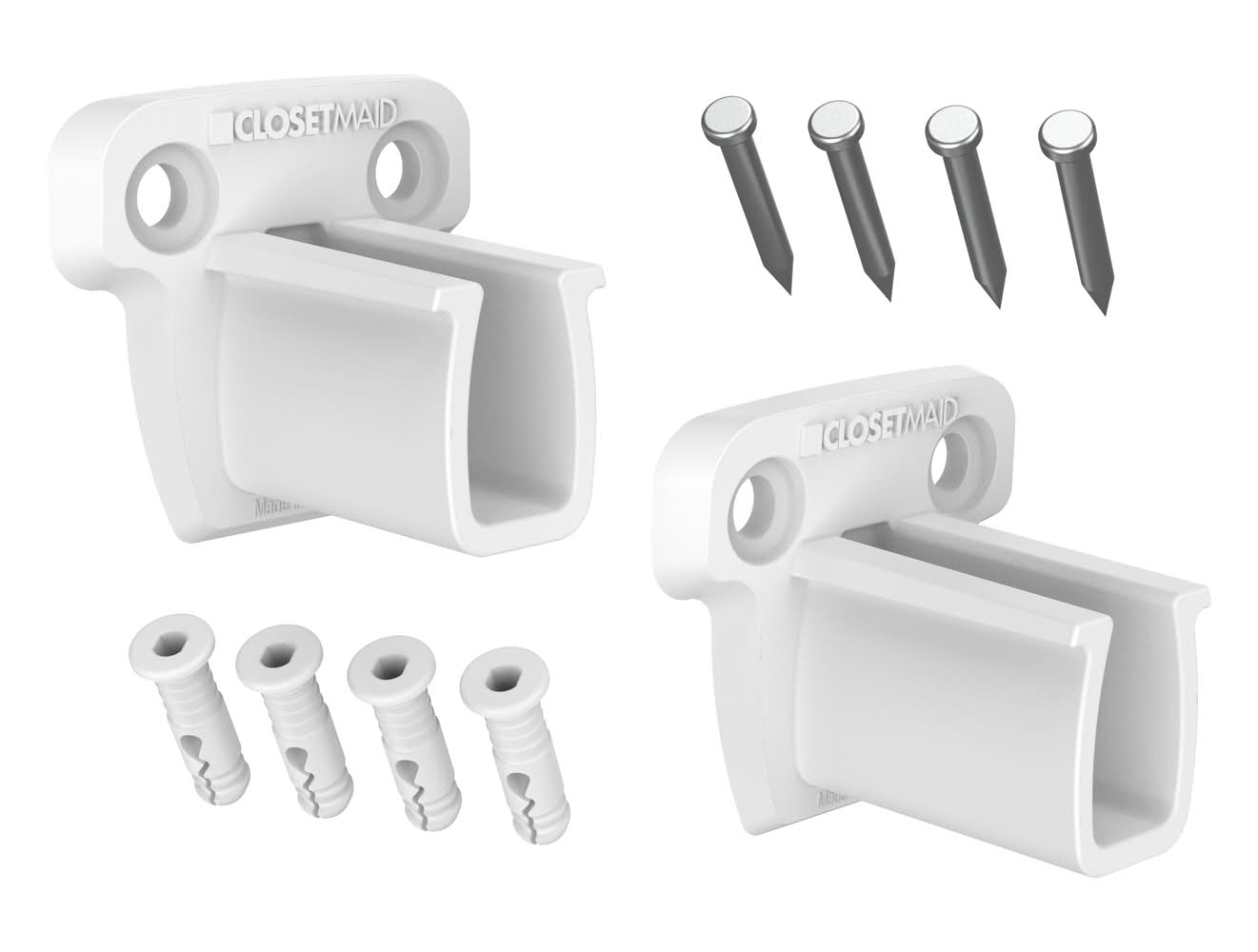 Closetmaid Fixed Mount 2-Pack White Resin Wire Closet Hardware Bracket