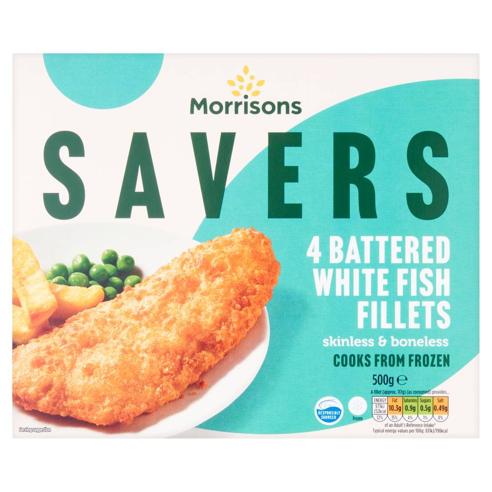 Morrisons Savers Battered White Fish Fillets (4 pack)